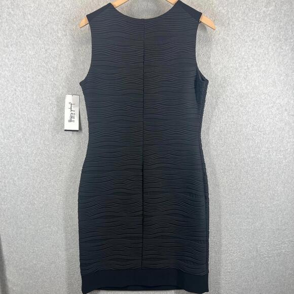 Joseph Ribkoff Little Black Dress Size 12 Textured Wave Fitted Cowl Neck NWT - Picture 4 of 12